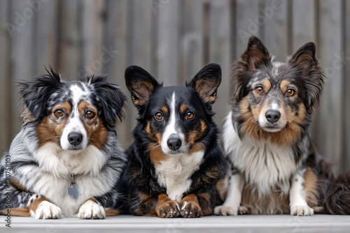Triple Trouble: Three Different Breeds of Dogs photo