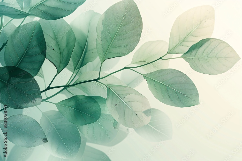 Serene Nature Art: Green Leaf Flower Illustration Serene Nature Art: Green Leaf Flower Illustration