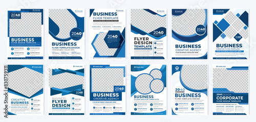 set of business flyer template design with abstract concept and minimalist layout