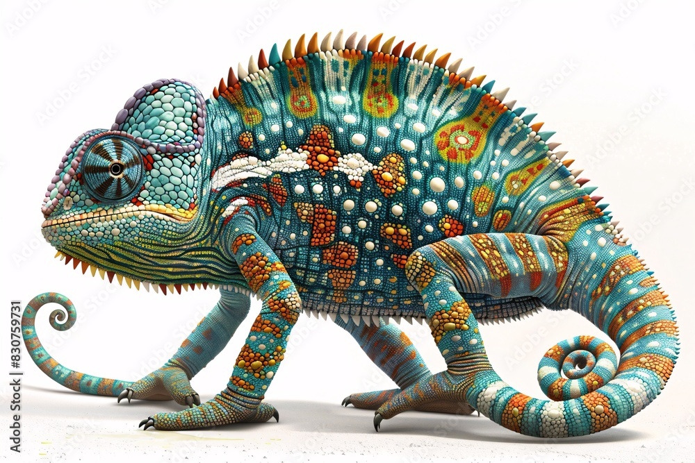 Obraz premium Vividly Colored Chameleon Sculpture