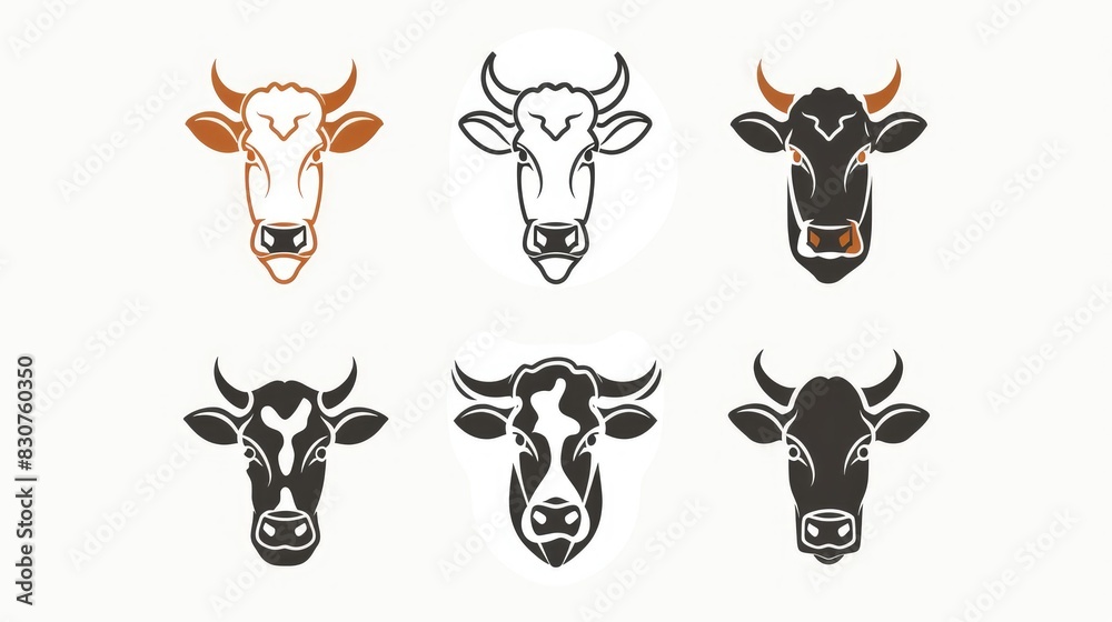 modern shape head dairy cows logo vector icon illustration AI generated modern shape head dairy cows logo vector icon illustration AI generated
