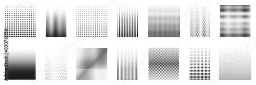 Dynamic Halftone Patterns With Gradients And Dotted Textures. Isolated Vector Illustration