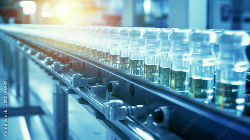 vaccine bottle at pharmaceutical factory production line vaccine bottle at pharmaceutical factory production line