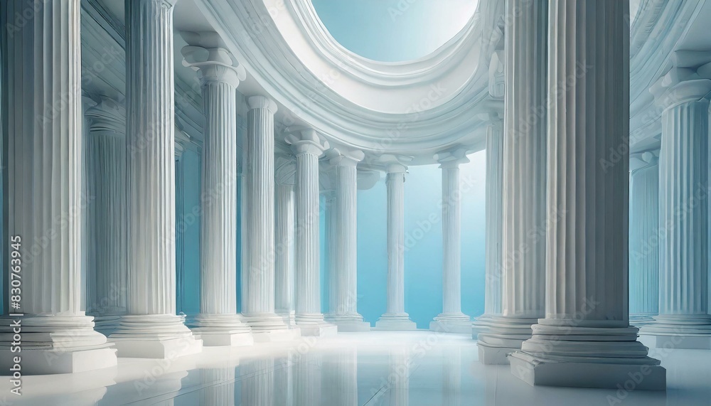 Beautiful airy widescreen minimalistic white and light blue architectural background banner Beautiful airy widescreen minimalistic white and light blue architectural background banner