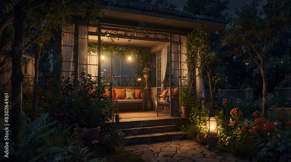 A secret garden balcony retreat where players cultivate magical plants under the moonlight ai_generated A secret garden balcony retreat where players cultivate magical plants under the moonlight ai_generated