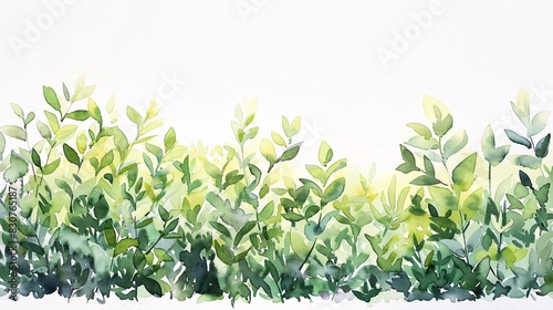 Watercolor illustration of lush green bushes  perfect for garden and botanical designs.