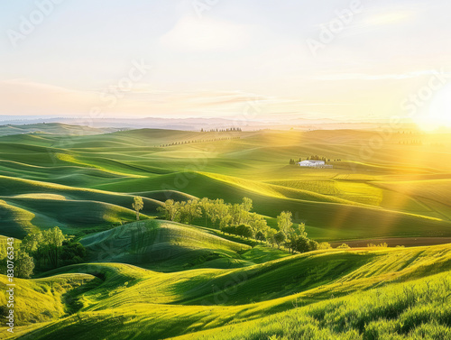 A panoramic view of the Palouse in Eastern Washington during springtime. Created with Ai