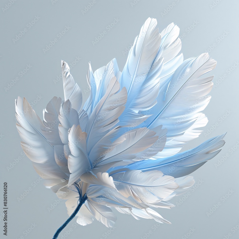 Naklejka premium Stylized Peacock Feather with a Blue Hue