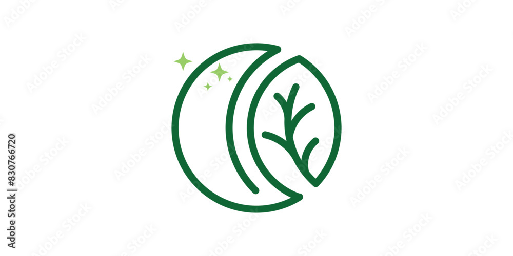 logo design leaf moon, light, star, nature, organic. logo design icon, vector, symbol, creative, idea. logo design leaf moon, light, star, nature, organic. logo design icon, vector, symbol, creative, idea.