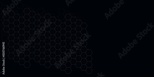 Vector Background of abstract black hexagon background design a dark honeycomb grid pattern, Black geometric background for design. 