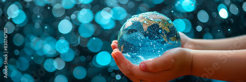 Image of an earth-like sphere that is filled with water and returns to the sea..