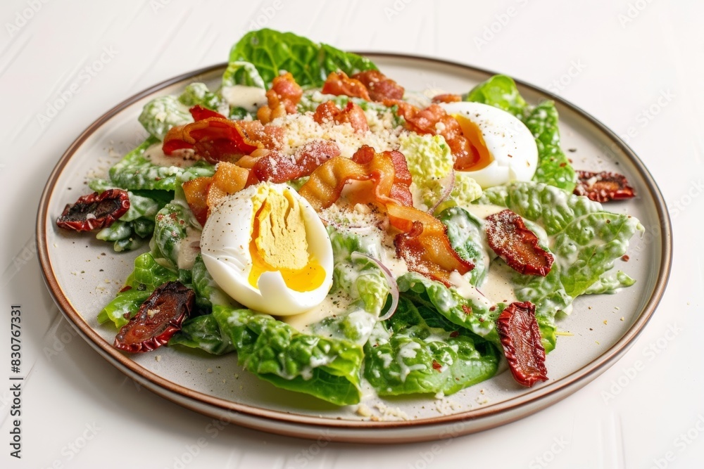 Gourmet Caesar Salad with Bacon, Poached Eggs, and Lemon Vinaigrette Gourmet Caesar Salad with Bacon, Poached Eggs, and Lemon Vinaigrette