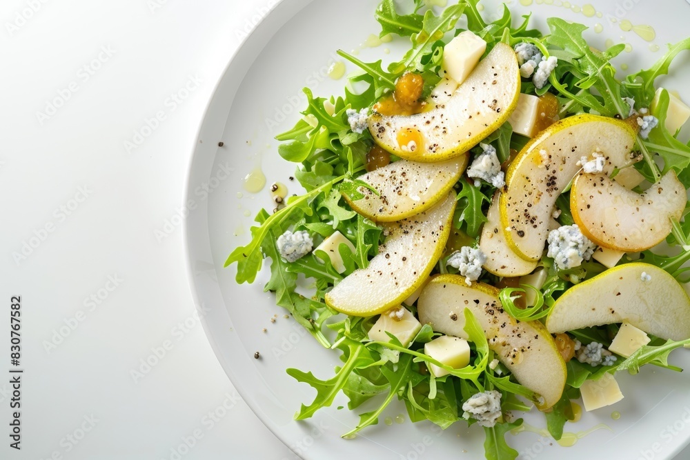 Appetizing Arugula and Pear Salad with Blue Cheese Garnish Appetizing Arugula and Pear Salad with Blue Cheese Garnish