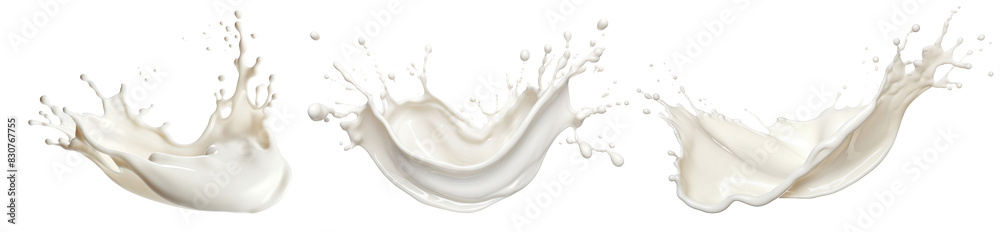 Set of milk or cream splashes, cut out Set of milk or cream splashes, cut out
