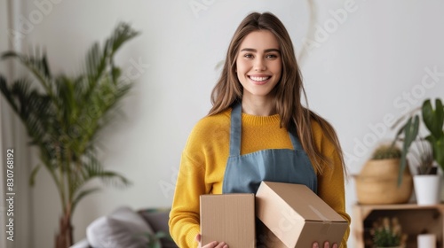 The woman with delivery boxes © MP Studio