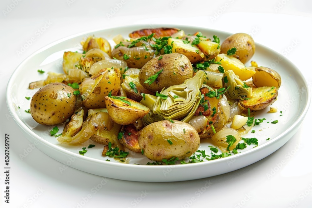 Aromatic Artichoke, Onion, and Potato Hash with Freshly Chopped Parsley Aromatic Artichoke, Onion, and Potato Hash with Freshly Chopped Parsley