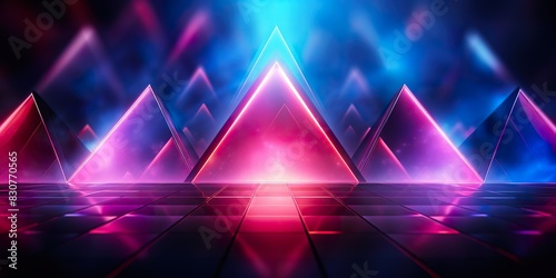 Neon triangle Pink Blue, Abstract background,