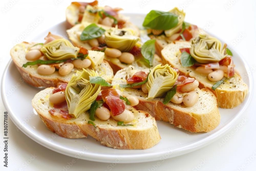 Gourmet Prosciutto and Artichoke Crostini with Creamy Cannellini Beans Gourmet Prosciutto and Artichoke Crostini with Creamy Cannellini Beans