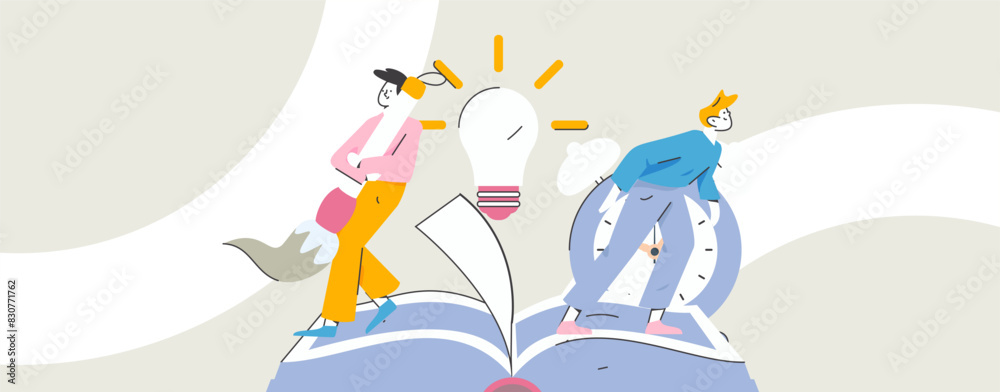Fototapeta premium World Book Day Reading Character Flat Vector Concept Operation Hand Drawn Illustration 