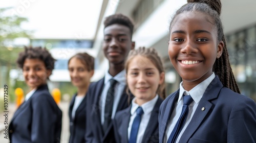 The group of smiling students