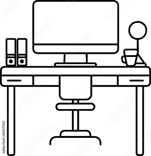 Desk table computer icon line style