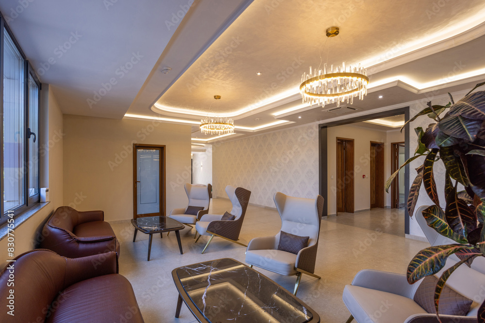 Fototapeta premium Lounge area in a modern hotel