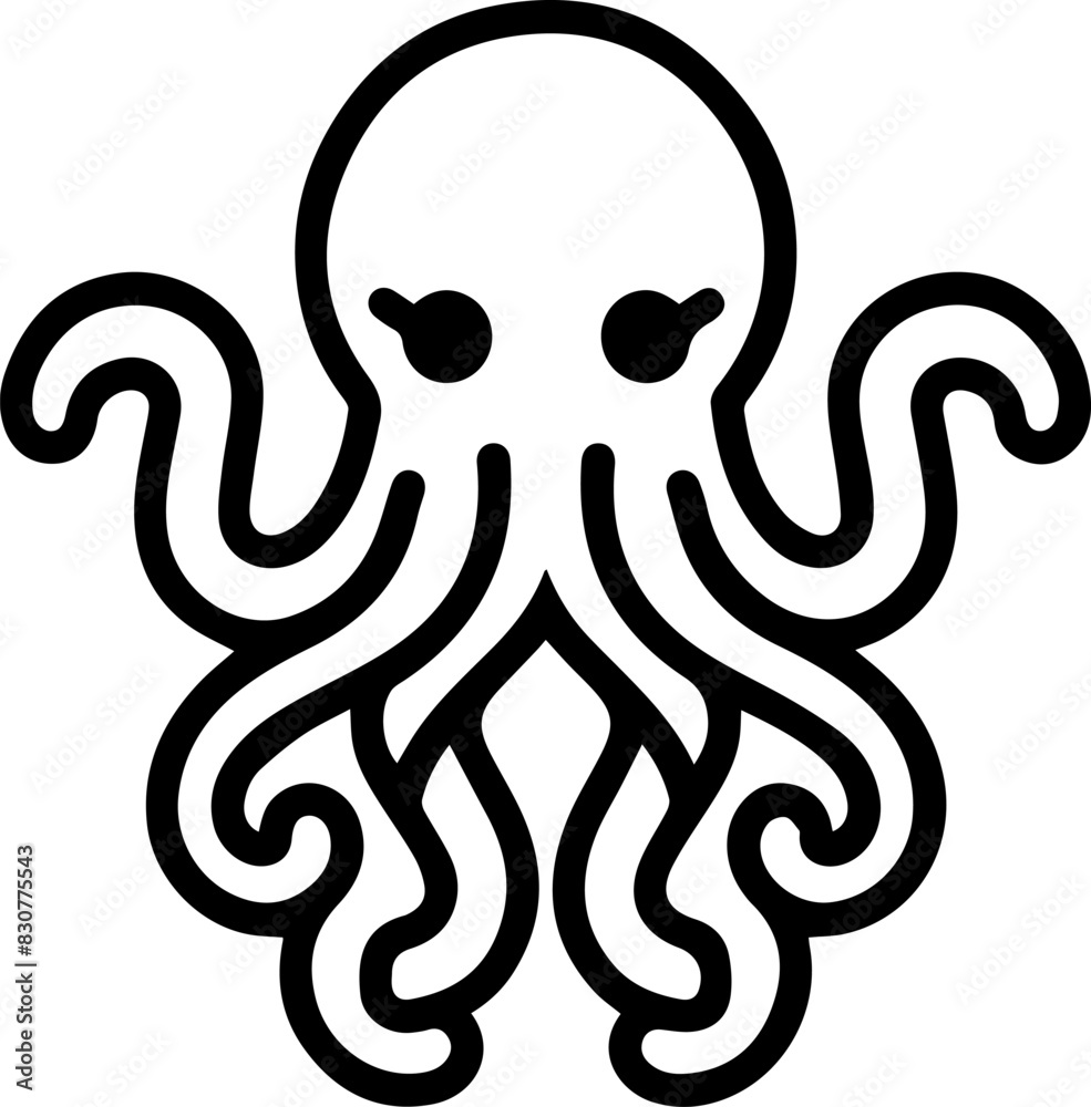 Octopus cute icon line style Octopus cute icon line style