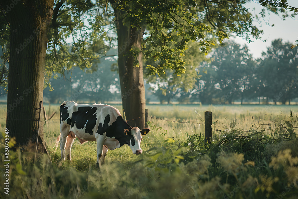 Cow on the farmland in outdoor with light, happiness Cow on the farmland in outdoor with light, happiness