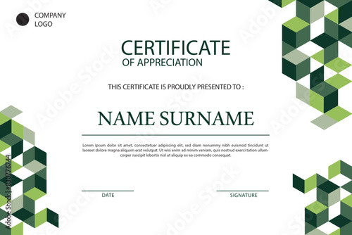 Geometric green modern certificate template