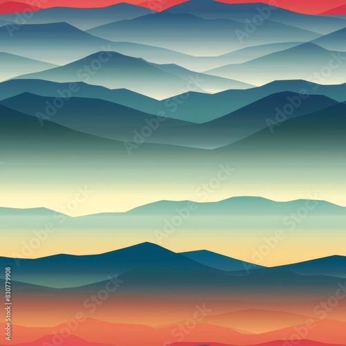Serene Mountain Landscape at Sunset with Gradient Colors
