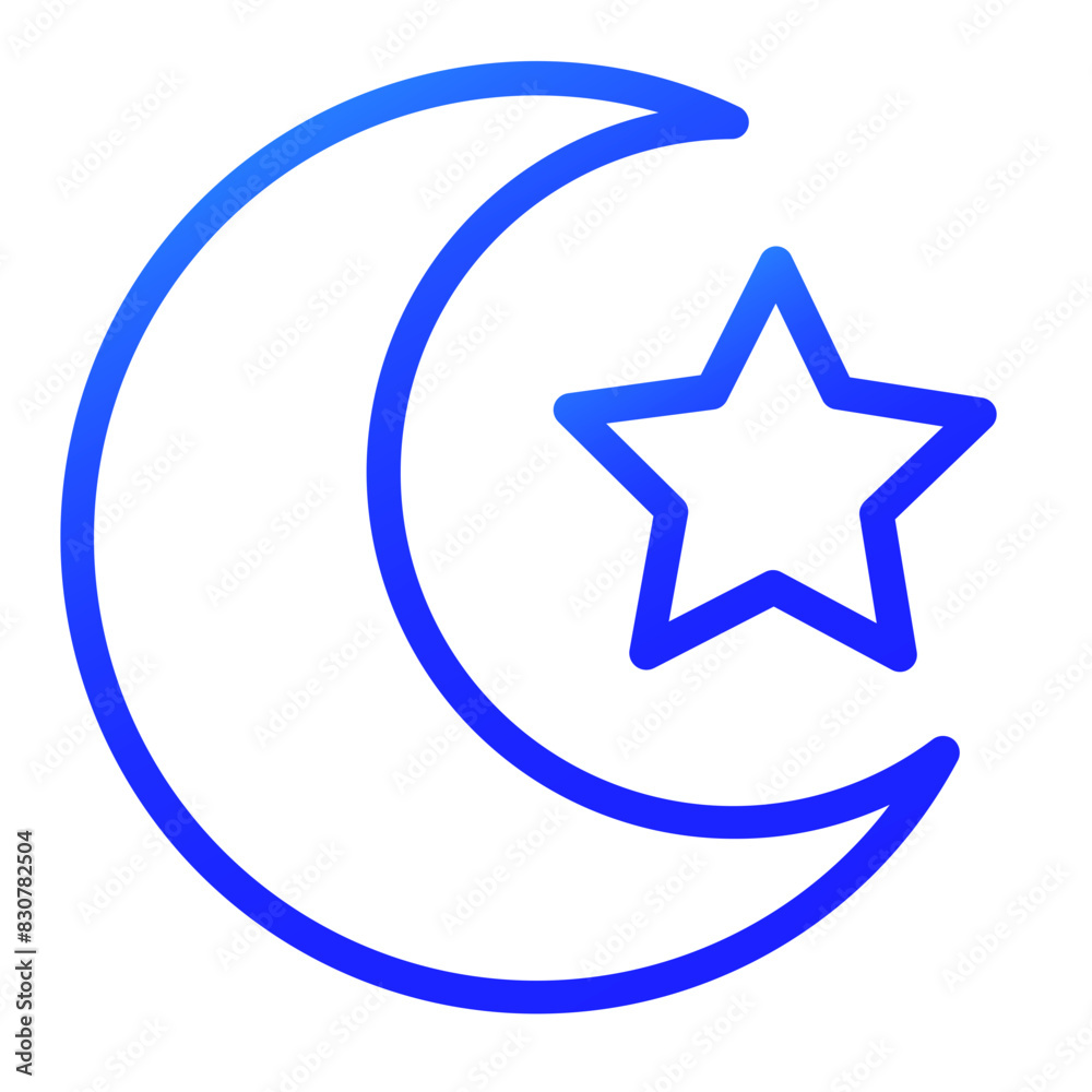 star moon symbol blue color style star moon symbol blue color style