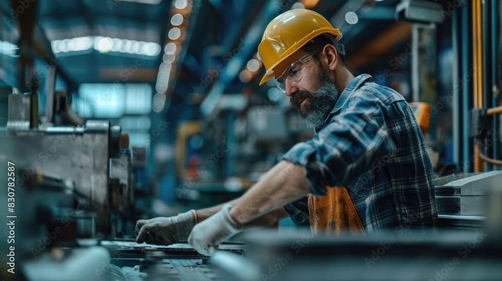 Manual worker man working at manufacturing factory Manual worker man working at manufacturing factory
