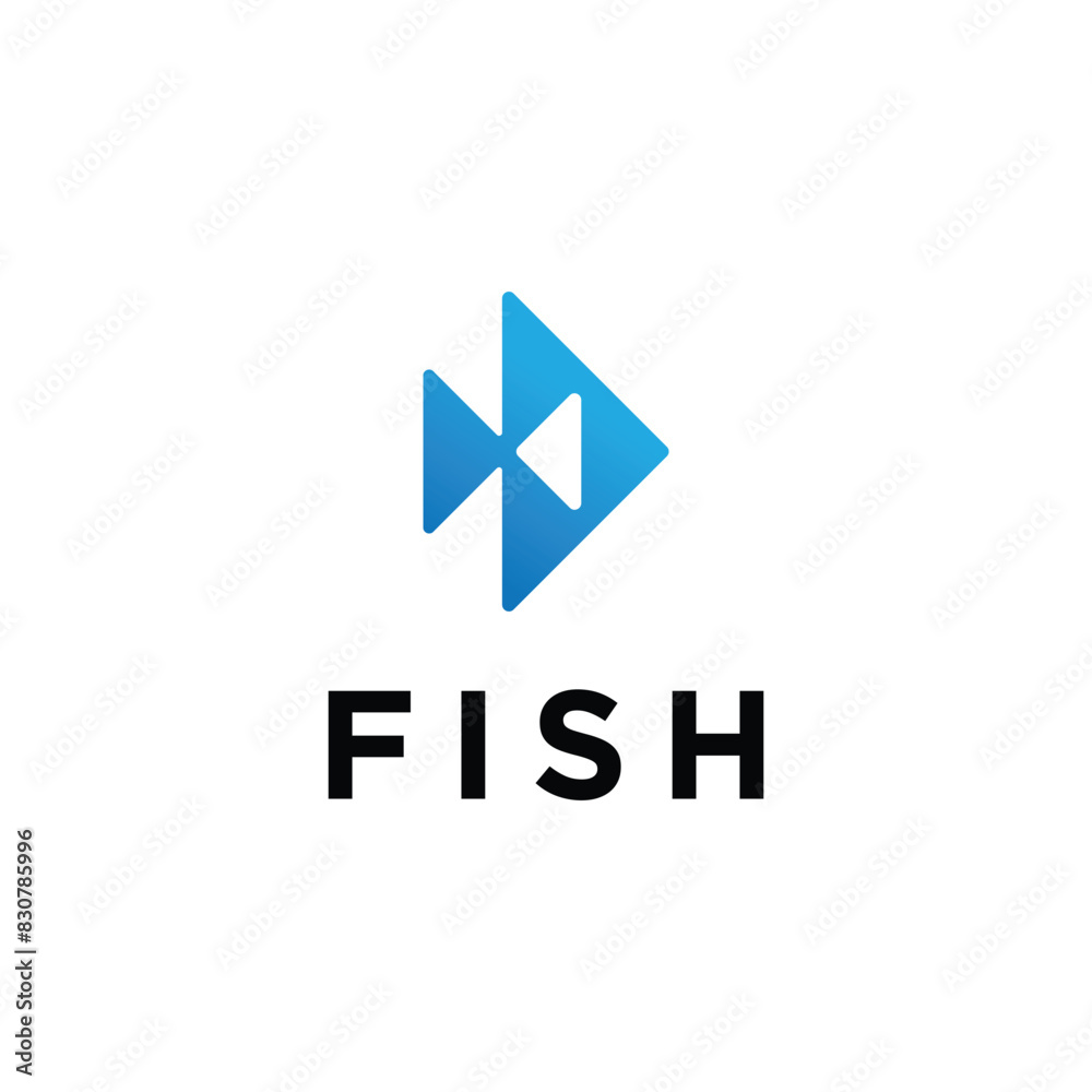 Naklejka premium Geometry fish logo icon vector