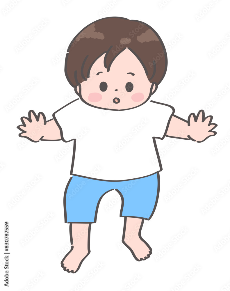 よちよち歩きをする男の子の赤ちゃんのイラスト よちよち歩きをする男の子の赤ちゃんのイラスト
