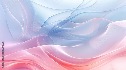 Abstract background silk fabric light pink ,light blue  thin clear on white background.