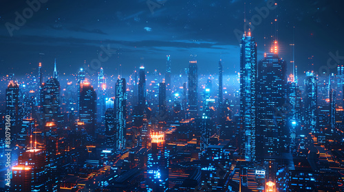 Wallpaper Mural Smart city grid with futuristic overlay and text area Torontodigital.ca