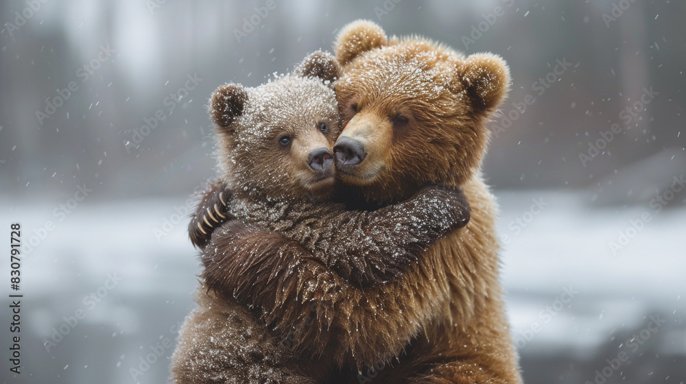 Obraz premium Brown Bears Hugging