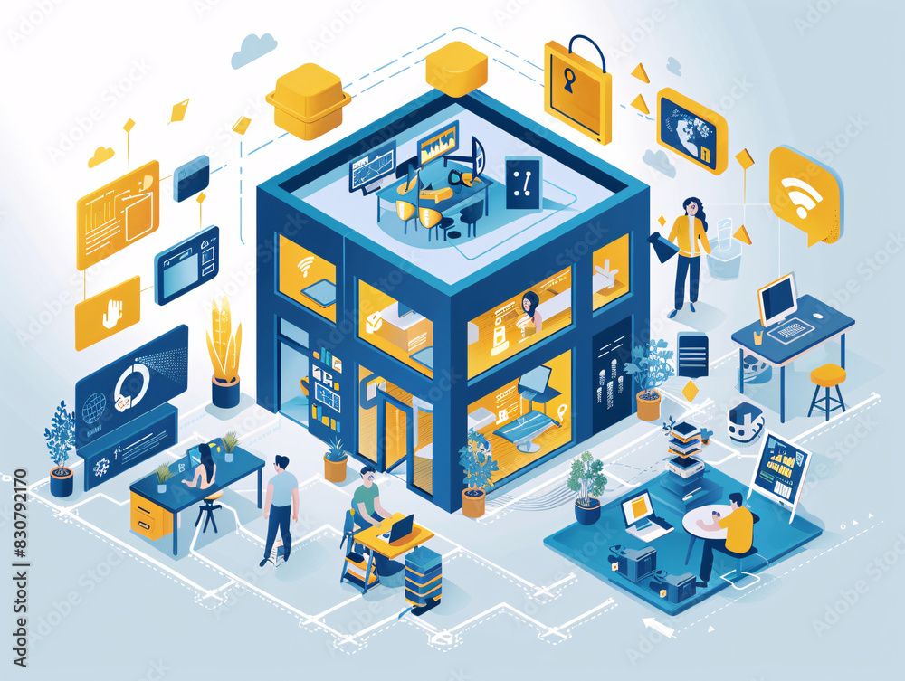 Obraz premium Digital innovation hub with room for text