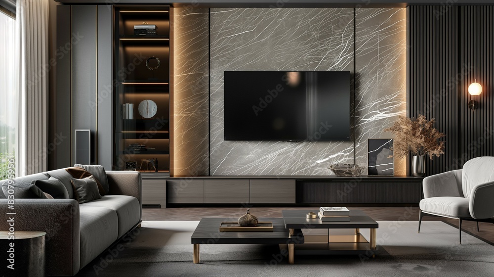 Home living room interior with sofa and living room closet background Home living room interior with sofa and living room closet background