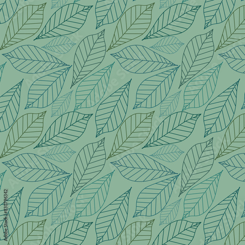  Abstract natural leaves pattern, vintage illustration background,  vector green leaf monochrome graphic abstract design.eps 10.
