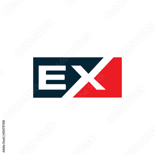 EX logo. E X design. White EX letter. EX, E X letter logo design. E X letter logo design in FIVE, FOUR, THREE, style. letter logo set in one artboard. E X letter logo vector design.