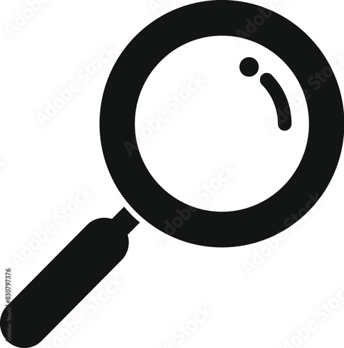 Simplistic black magnifying glass icon isolated on a clean white background, suitable for design elements