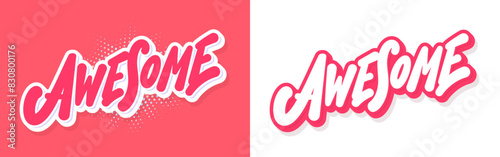 Awesome. Handwritten vector lettering words.