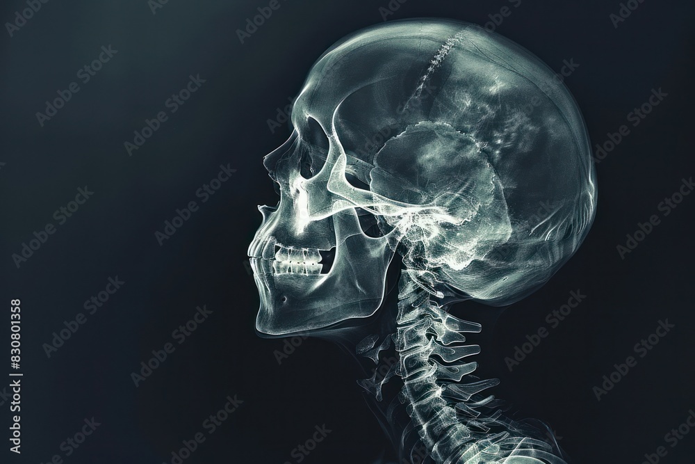 A skull is shown in a black and white photo A skull is shown in a black and white photo