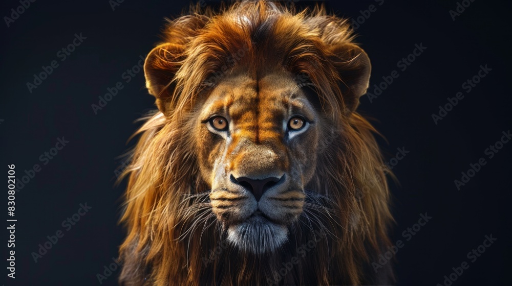 Fototapeta premium Craft a photorealistic image of a majestic lions frontal view