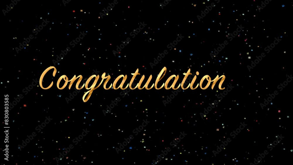 Congratulations greetings with confetti animation, animated congratulations text with confetti