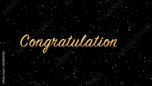 Congratulations greetings with confetti animation, animated congratulations text with confetti photo