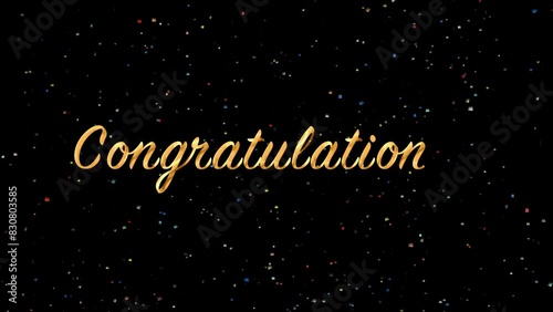 Congratulations greetings with confetti animation, animated congratulations text with confetti