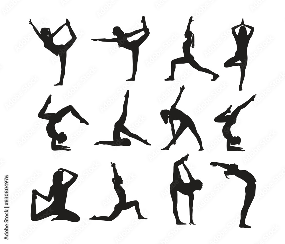 Free vector yoga postures, gymnastics and fitness collection set Free vector yoga postures, gymnastics and fitness collection set