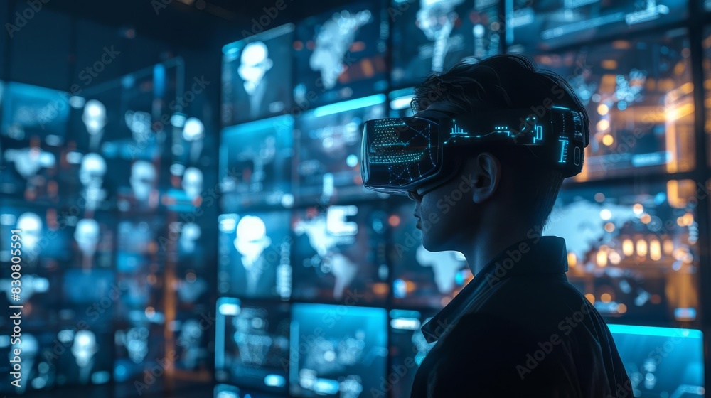Professionals engaging in online networking via virtual reality headsets